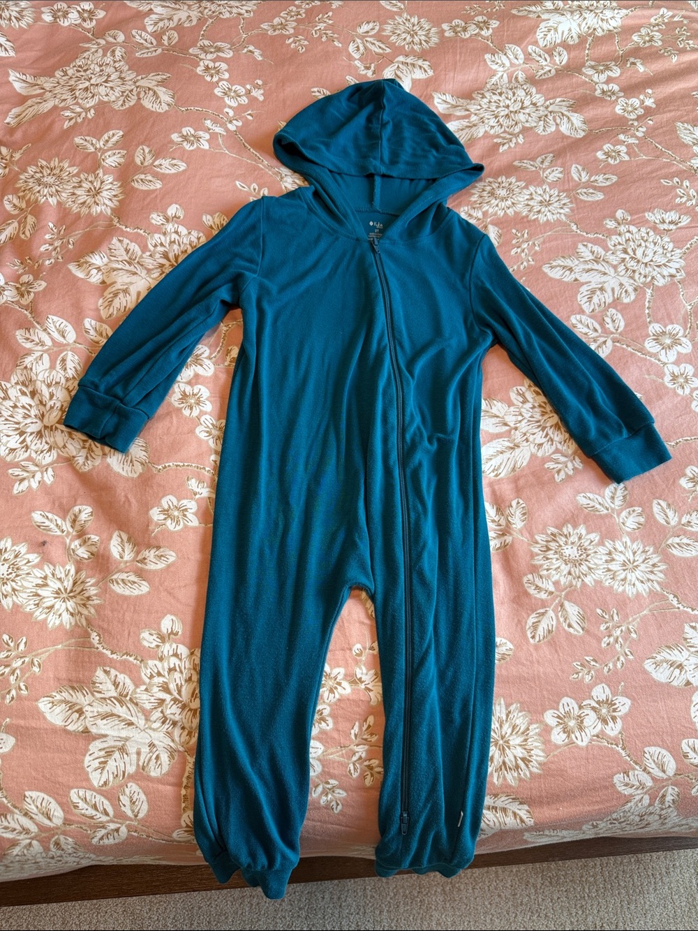 Kyte BABY Teal Hooded Zip One-Piece -2T